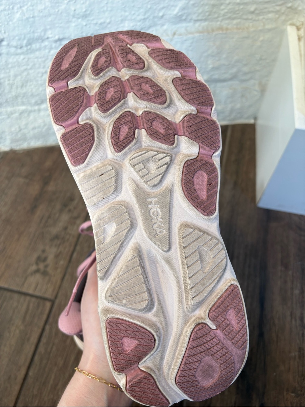 Hoka Women's Gray and Pink Running Shoes - Picture 7 of 9